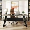 thumbnail image 4 of Tribesigns 63 Inches Computer Desk with Bottom Shelves, Large Executive Desk Business Workstation for Home Office, Gray & Black, 4 of 5