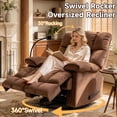thumbnail image 5 of Big and Tall Manual Recliner Chair for Adults, Oversized Recliner for 400LBS, 360 Swivel Velvet Recliner for Living Room Brown, 5 of 12