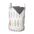 thumbnail image 1 of Abstract Laundry Bag, Horizontal Lines Pattern Colorful Leaves Illustration on Plain Backdrop, Basket with Handles Drawstring Closure for Laundromats, 13" x 19", White and Multicolor, by Ambesonne, 1 of 4