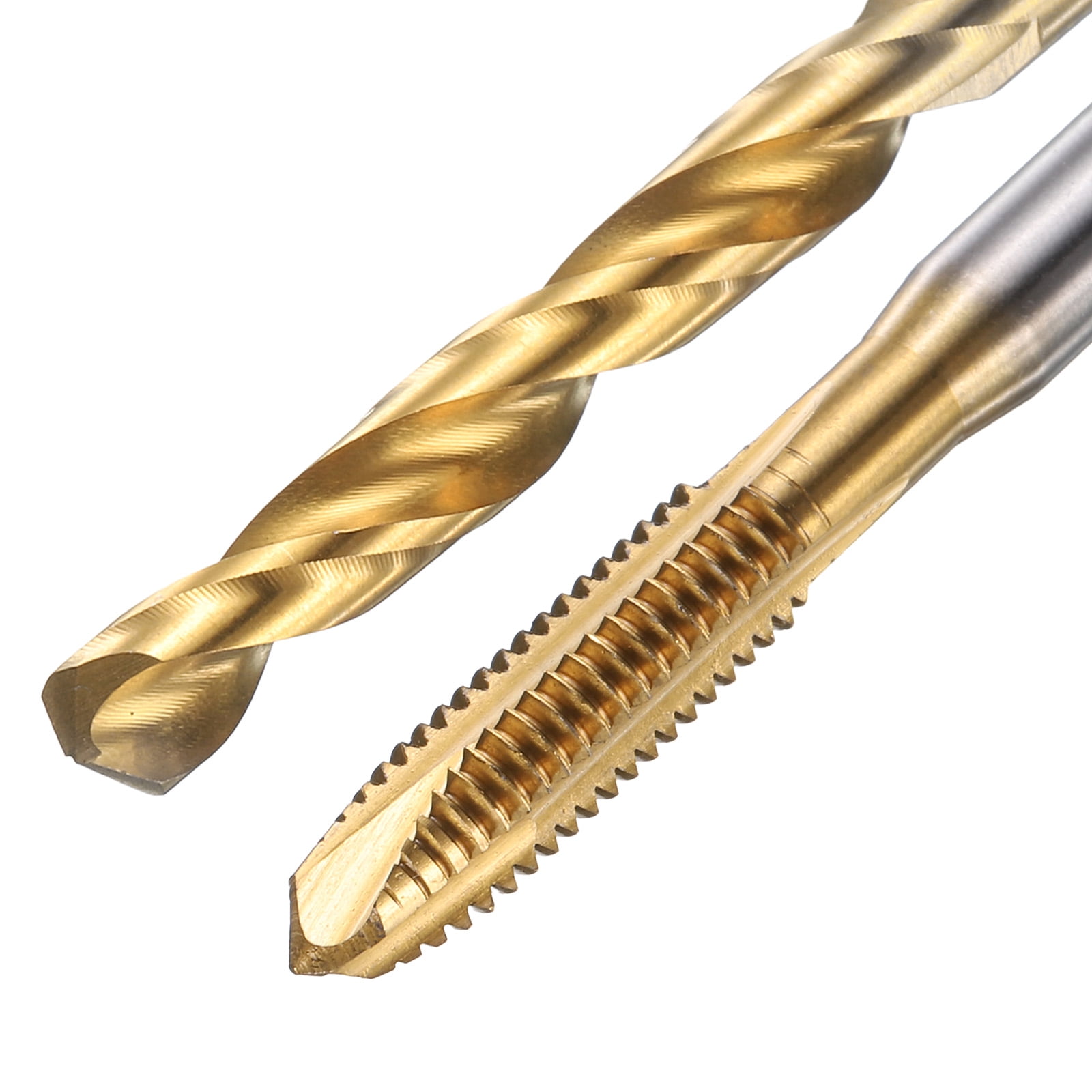 Uxcell Tap and Drill Bit Set, 3pcs M6 x 1 Metric Spiral Point Thread Screw Taps & 3pcs 5.0mm Twist Drill Bits, Titanium Coated HSS-6542 Tapping Threading Tool Kit