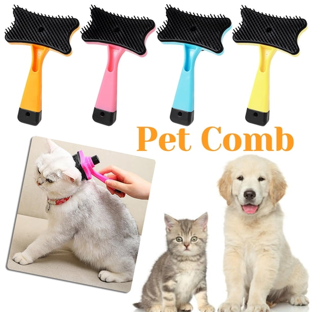 Fiudx Cepillo Depilatorio para Mascotas, Diseño de Botón Autolimpiable, Cuidado Suave para Gatos y Perros, Mango Ergonómico para Mayor Comodidad, Depilación Automática, Tamaño 13 X 7,5 Cm, Material P