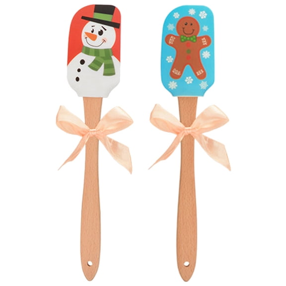 KAKOWELY Silicone Kitchen Utensils Scrapers Wood Handle 1Set