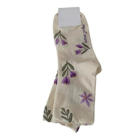 

HOTYA Women Sweet Girls Crew Socks Fresh College Wind Small Floral Mid Tube Hosiery