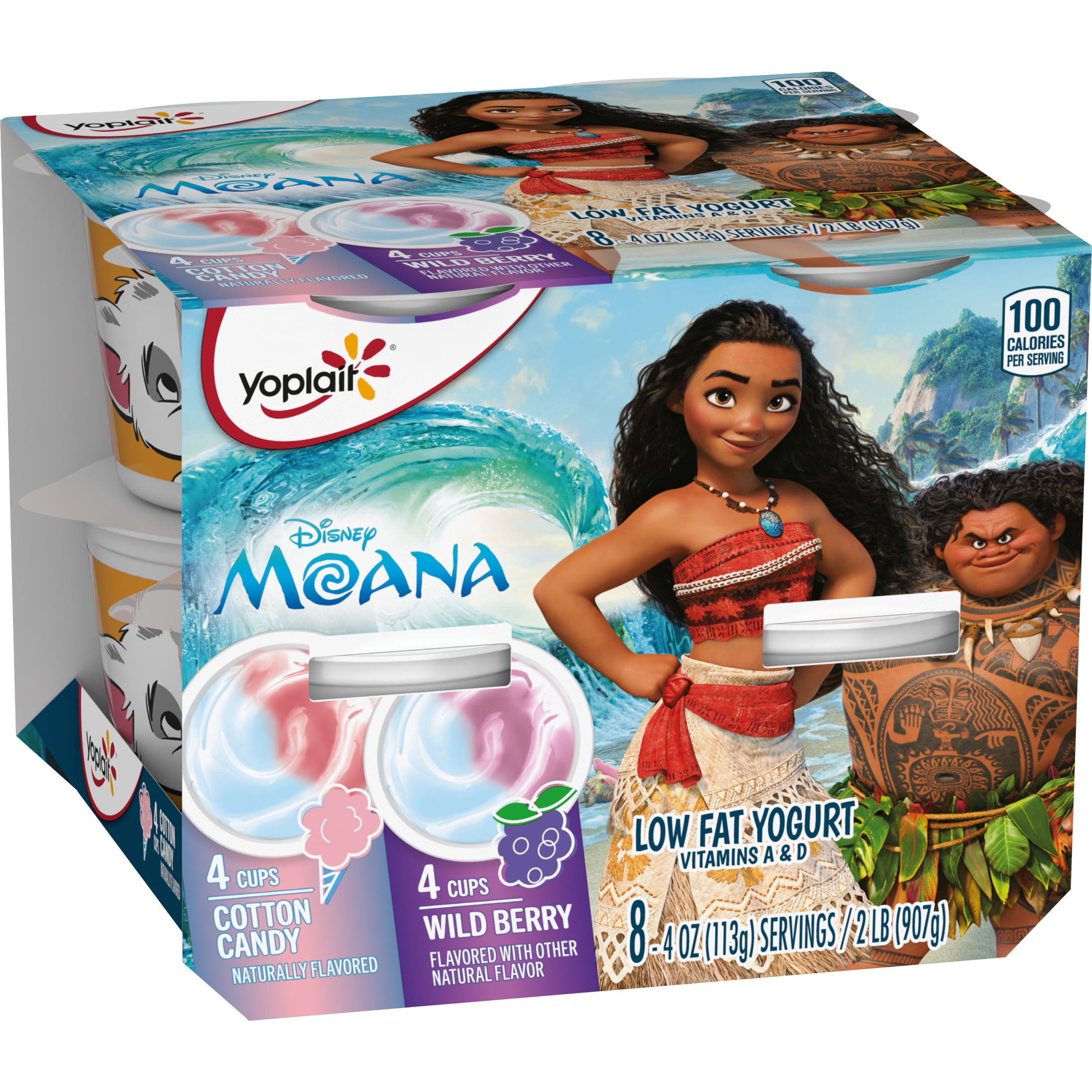Yoplait Low Fat Kids Yogurt Cups, Disney Moana Variety Pack