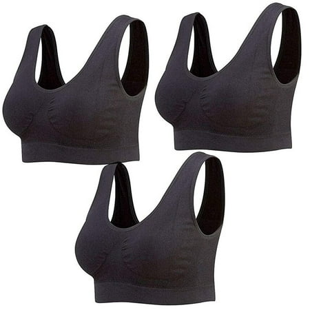 

HHei_K 3-Pack Seamless Sports Bra Wirefree Yoga Bra with Removable Pads for Women