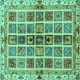 thumbnail image 1 of Ahgly Company Machine Washable Indoor Square Abstract Turquoise Blue Modern Area Rugs, 3' Square, 1 of 4