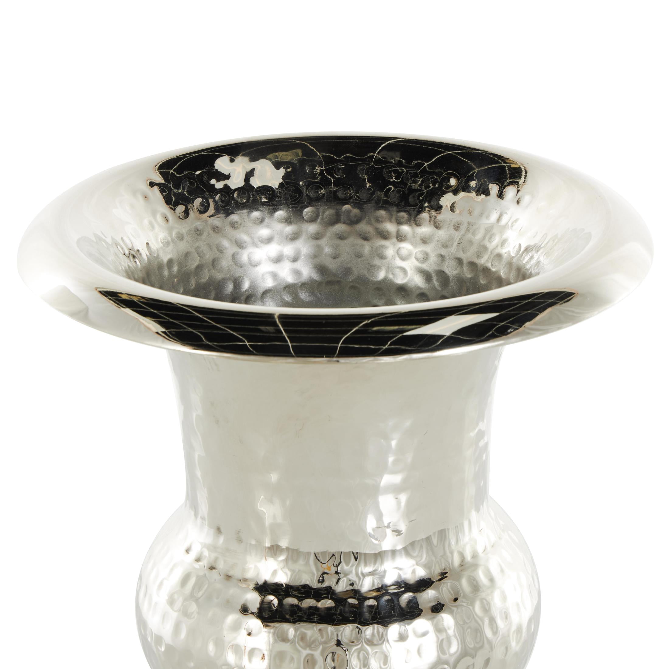 DecMode 13" Goblet Inspired Hammered Silver Aluminum Metal Vase