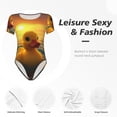 thumbnail image 6 of Rateoe Cartoon Swimming Yellow Duck Printed Women Rash Guard Short Sleeve,Tummy control Swimsuit Surfing Swimsuit Bathing Suit Short-sleeved Onesie UPF 50+, 6 of 6