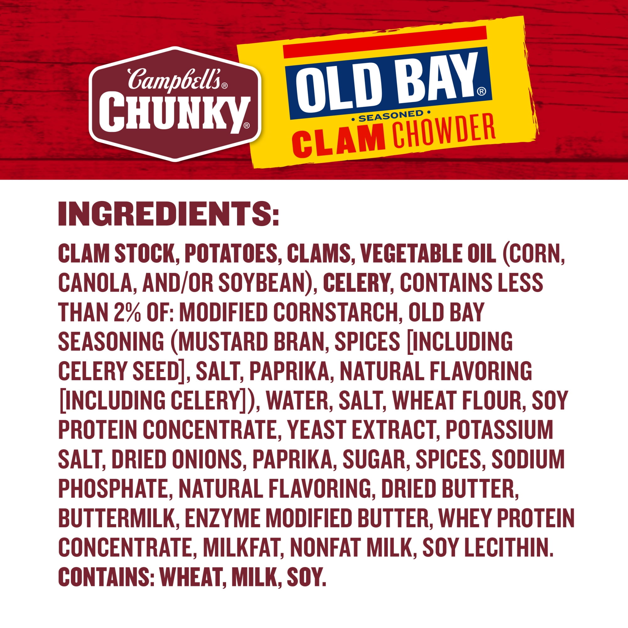(2 pack) Campbell's Chunky Soup, OLD BAY Seasoned Clam Chowder, 18.8 oz Can