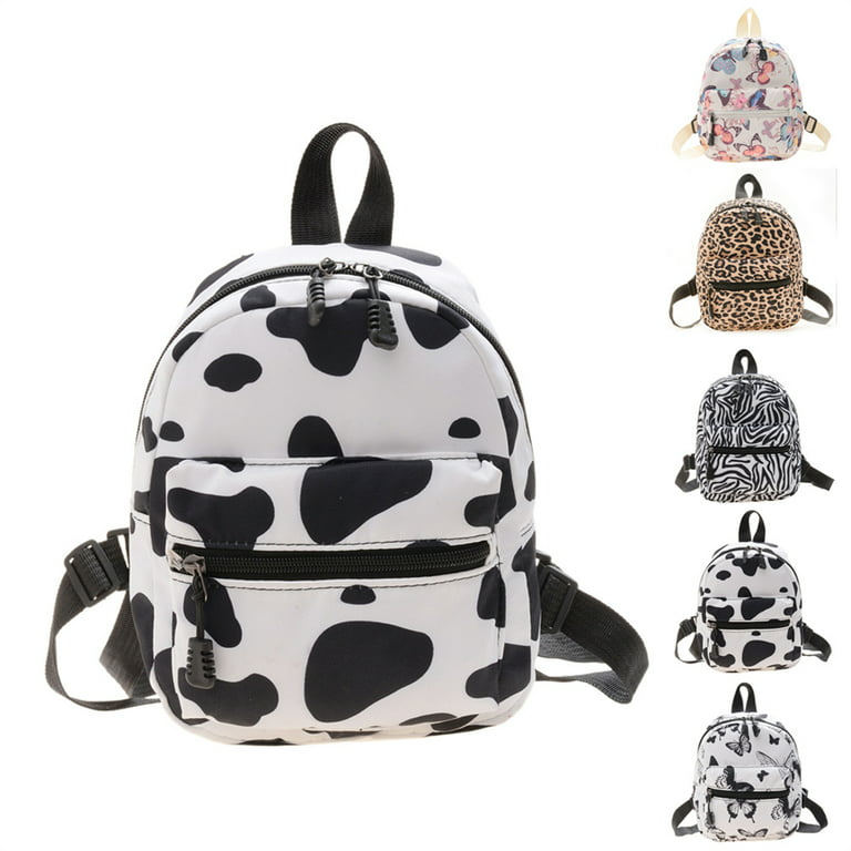 Mini Women's Backpacks Nylon Female Bag Animal Printing Small Feminina  Backpack School Bags For Teen Girls-Cows 