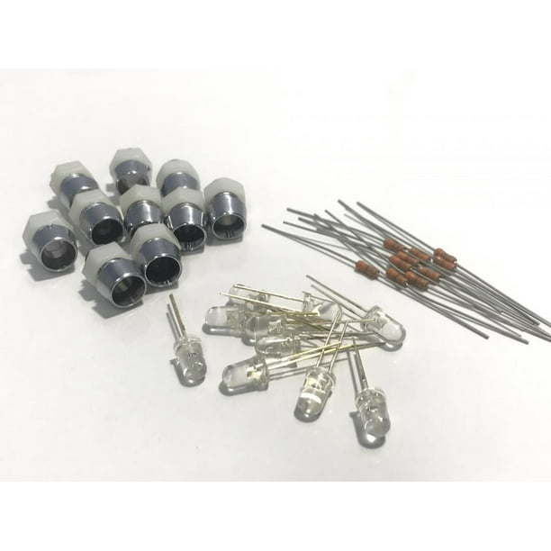 5mm LED White Ultra Bright Clear LED 50 Pcs and Resistors and Plastic