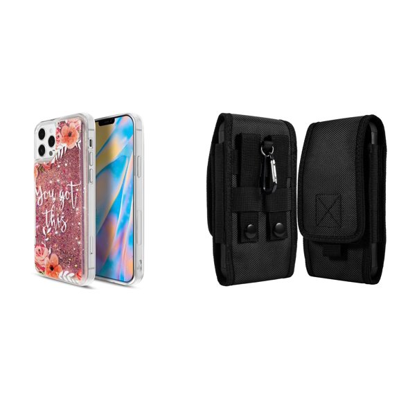 Liquid Glitter Case for iPhone 14 Pro and Belt Holster Pouch - You Got This