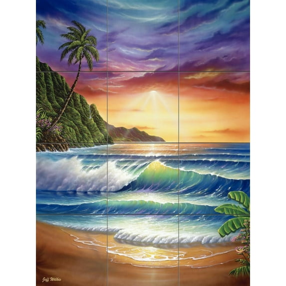 Tile Mural Kitchen Backsplash - Colors of Paradise-JW - by Jeff Wilkie