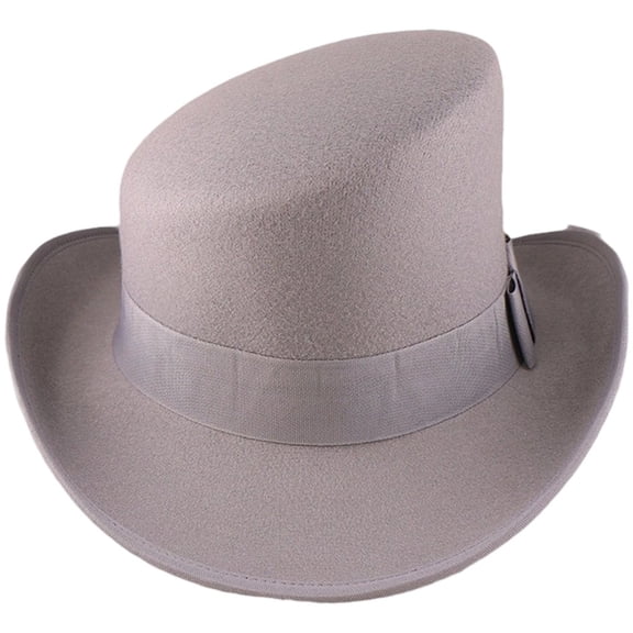 Vjnyvs Wool Top Hat Unisex Asymmetric Top Hat Victorian Magician Hat Gentlemen Hat Jazz Cap for Men Women Accessory