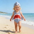 thumbnail image 2 of Bainana Toddler Girls Swimwear Summer Cartoon Shark Print Sleeveless Crew Neck One-Pieces Bikini With Hat Set Baby Comfort Holiday Swim Wear Grey Size 3-4 Years, 2 of 9