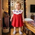 thumbnail image 4 of Staki Toddler Baby Girl 4th of July Outfit American Flag Bowknot 4th of July Dress Kids Girls Fourth of July Clothes,12-18 Months, 4 of 8