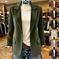 thumbnail image 2 of HongQid Blazer Jacket for Women Corduroy Notched Lapel Single Button Pocket Structured Casual Outerwear Loose Cut Spring Fall Clothes Ladies Trendy Everyday Suit Coat, 2 of 10