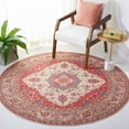 thumbnail image 3 of SAFAVIEH Tucson Herbert Traditional Machine Washable Area Rug, 6' x 6' Round, Red/Beige, 3 of 9