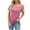 Pink, variant on WREESH Women's Henley Shirt Fashion Scoop Neck Short Sleeve Solid Color Out Blouse Black