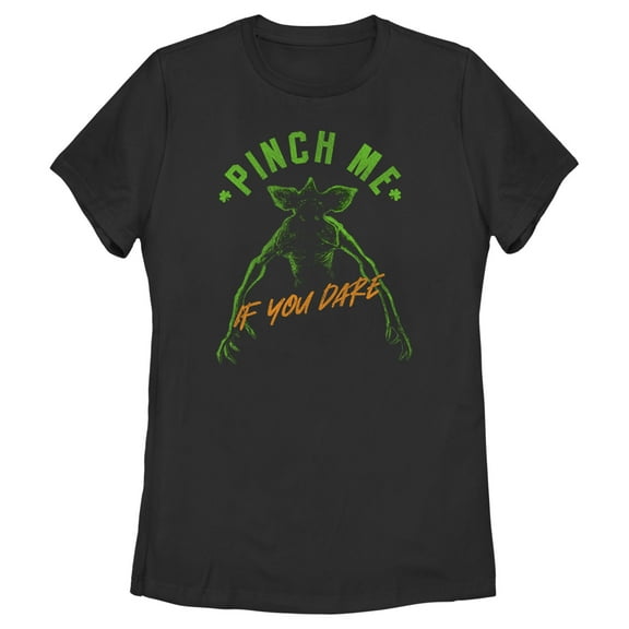 Netflix Women's Stranger Things St. Patrick's Day Demogorgon Pinch Me If You Dare Graphic T-Shirt