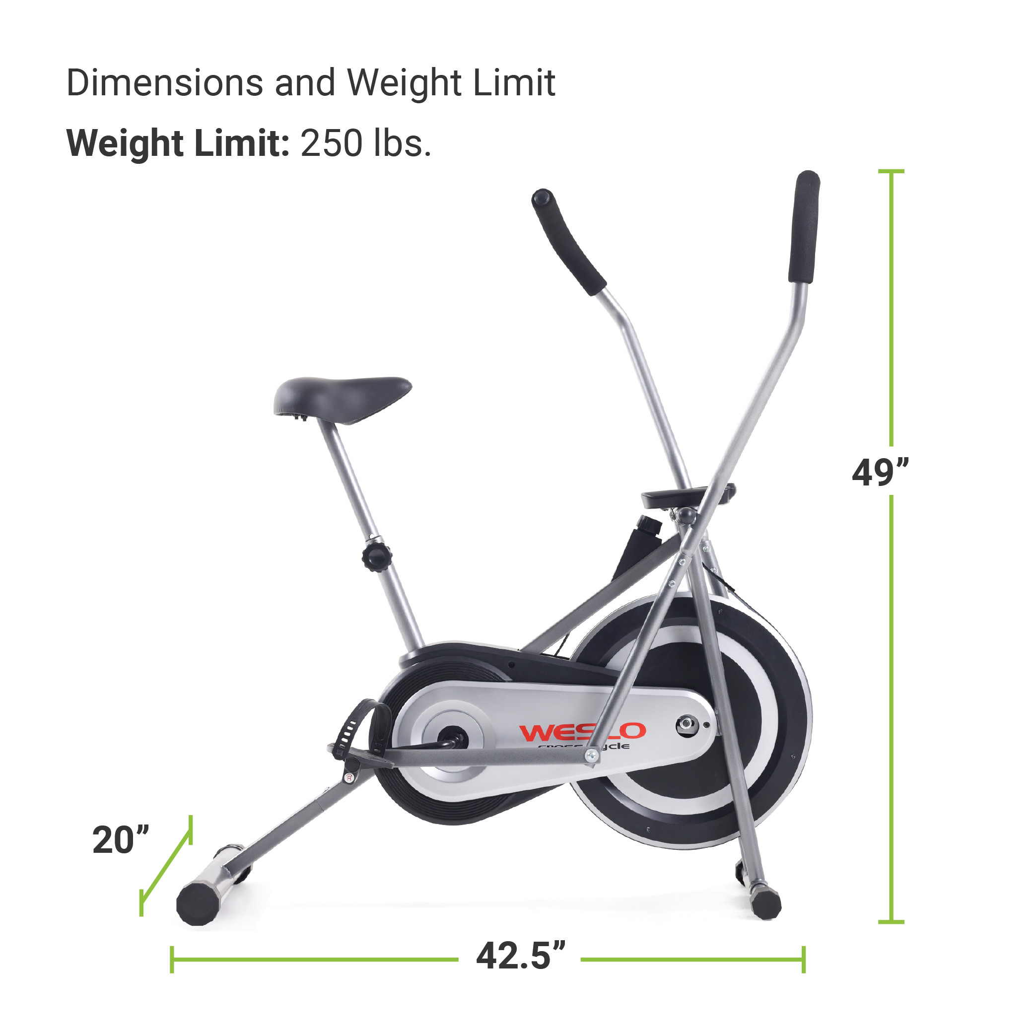 Weslo Cross Cycle Upright Exercise Bike with Inertia-Enhanced Flywheel, 250 Lb. Weight Limit - image 3 of 20