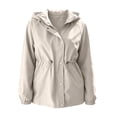 thumbnail image 4 of thefmos Womens Utility Coat Solid Color Outerwear Windbreaker Jacket for Outdoor Travel Hiking Casual Fall Winter Outfit, Beige XL, 4 of 6