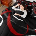 thumbnail image 5 of Manfei Abstract Lines Queen Bedding, Modern Minimalist Aesthetic Bedding Comforter Set Queen, Red, White and Black, Black Reversible 7-Piece, 5 of 6