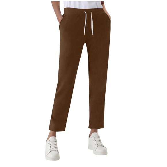 fatyb Womens Sweatpants Straight Leg Casual Pants Drawstring High Waist Sports Trousers with Pockets