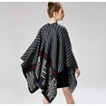 thumbnail image 4 of CoCopeaunt Women Shawl Wraps Classic Poncho Thick Warm Open Front Travel Sweaters Cape Large Wavy Blanket Scarf, 4 of 5