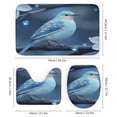 thumbnail image 3 of Bluebird with Floral Print Shower Curtain Set Modern Bathroom Decor Mats 4pcs Fabric Bathroom Curtain Slip Floor Rug Toilet Lid, 3 of 8