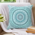 thumbnail image 3 of Pillow Covers 16x16 Set of 2, Aqua Boho Throw Pillow Covers Decorative Couch Cushion Cover, Rustic Neutral Tribes Ethnic Geometric Floral Microfiber Soft Pillowcases for Bedroom Living Room Sofa, 3 of 9