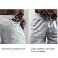thumbnail image 4 of Pantalones cortos para correr 2 en 1 para hombre con bolsillos para teléfono, toalla con lazo, estampado de anime, pantalones cortos de compresión atléticos ligeros para entrenamiento en gimnasio, 4 of 4