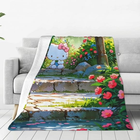 Hello Cat Kitty Ultra-Soft Micro Fleece Blanket Throws For Bed Sofa Travel Office 50X60inch