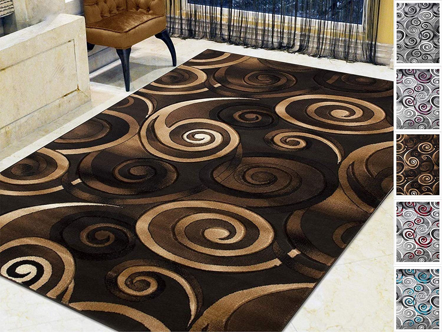 Handcraft RugsSpiral/Swirls Modern Contemporary Hand Carved Area Rug