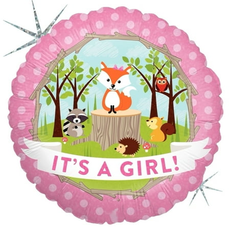 Woodland It's a Girl 18" Baby Shower Foil Balloon - Party Supplies