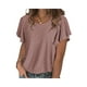 thumbnail image 3 of Txlixc Tops de mujer, cuello redondo con volantes, manga corta, ganchillo, hueco, suéter suelto, camiseta de color sólido Txlixc Moda, 3 of 7