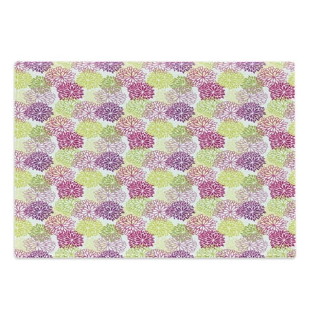 

Floral Cutting Board Romance Elements Natural Scene Floral Vintage Abstract Colorful Design Decorative Tempered Glass Cutting and Serving Board Large Size Magenta Violet Green by Ambesonne