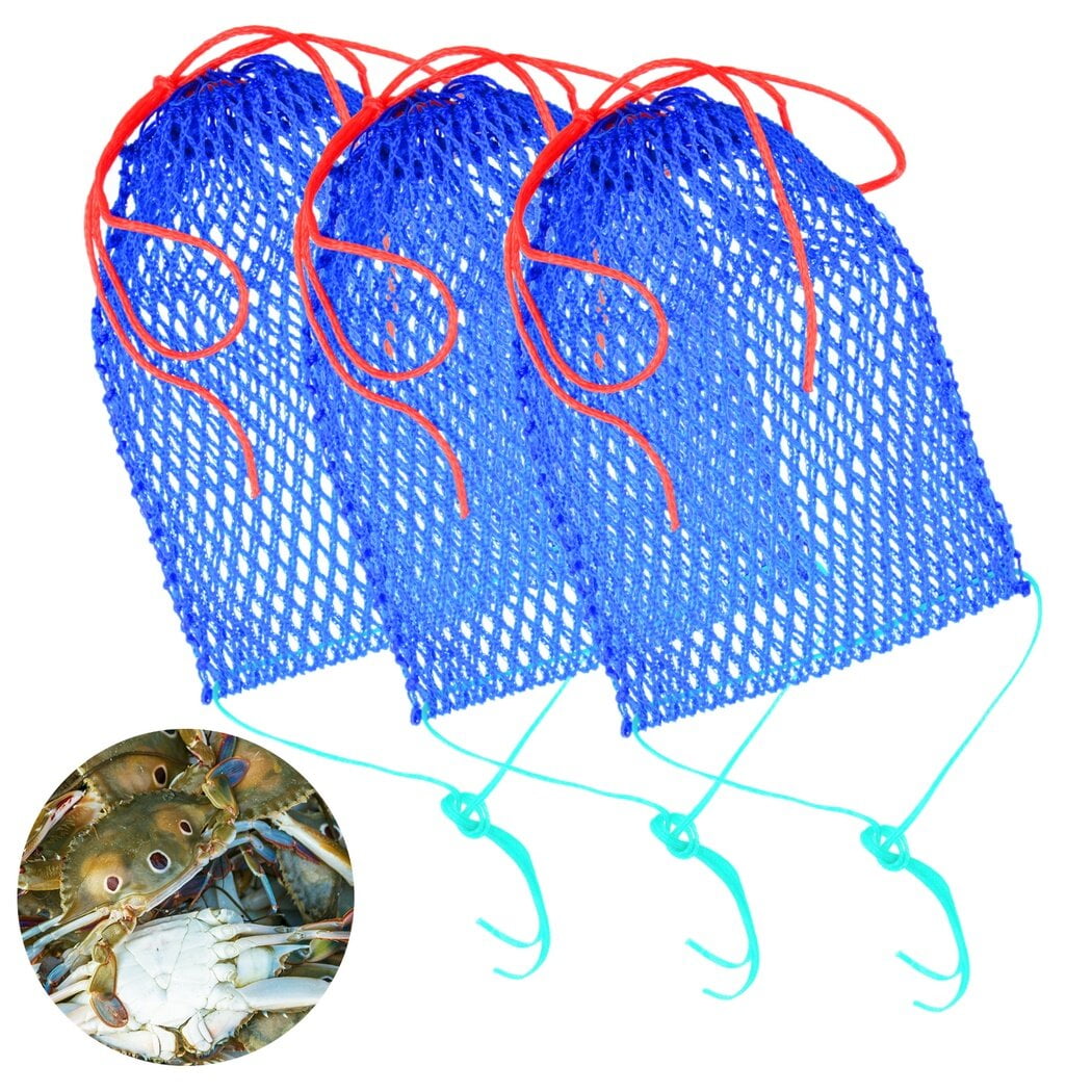 3Pcs Fishing Bait Bags, Crab Bait Cages, Mesh Snare Traps for Crawfish, Shrimp, Lobster, Minnow