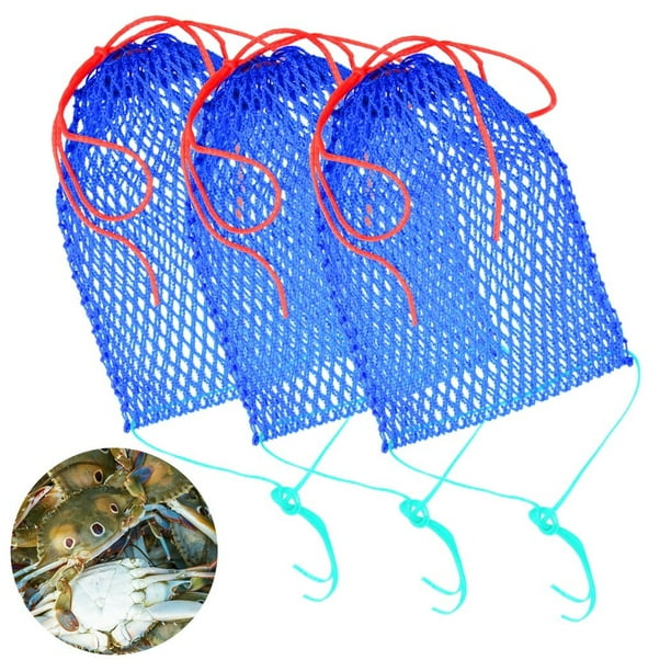 3Pcs Fishing Bait Bags, Crab Bait Cages, Mesh Snare Traps for Crawfish,  Shrimp, Lobster, Minnow, Fish, Crab 