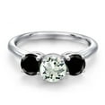 thumbnail image 3 of Gem Stone King 925 Sterling Silver Green Prasiolite and Black Diamond Engagement Ring for Women | 1.90 Cttw | Round 6MM | Gemstone Birthstone | Size 5, 3 of 6