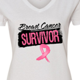 thumbnail image 4 of Inktastic Cool Breast Cancer Survivor Women's V-Neck T-Shirt, 4 of 5