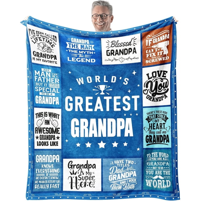 LHSHID Grandpa Blanket Gifts for Grandpa on Fathers Day from Grandkids World's Greatest Grandpa Soft Throw Blanket Christmas Birthday Present for Grandfather 50"x60"