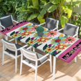 thumbnail image 2 of Spring Daisy Table Cloths for 8 Foot Rectangle Tables, Pink Modern Abstract Art Dots Floral Patio Waterproof Elastic Fitted Tablecloths, Washable Rectangular Table Cover for Camping, 2 of 8