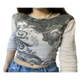 thumbnail image 3 of AMERTEER Femmes Col Rond T-shirt Rétro Floral à Manches Longues Slim Base Shirt, 3 of 6