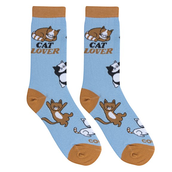 Cool Socks, Cat Lover, Womens Crew Length, Funny Graphic Print- Large