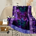 thumbnail image 4 of BlessLiving Printed Throws and Blankets for sofa, Butterfly Pattern Comfy Microfiber Purple Blanket for Couch Bed, 4 of 6
