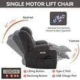 thumbnail image 6 of Power Lift Recliner Chair for Elderly with Massage & Heat, Heavy Duty 350 lbs Capacity,Electric Reclining Chair with USB Ports, Cup Holders, Pillow Top Arms, Medium-Firm Dark Gray Chenille, 6 of 9