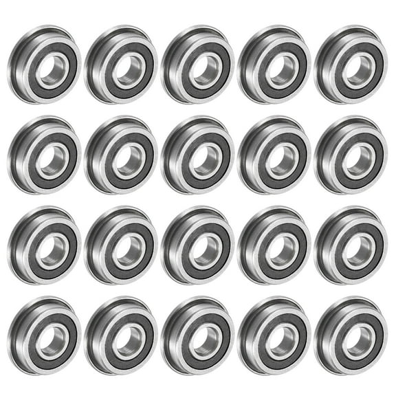 F695-2RS Flanged Ball Bearing 5x13x4mm Double Sealed Chrome Steel Flange Bearings, 20 Packs