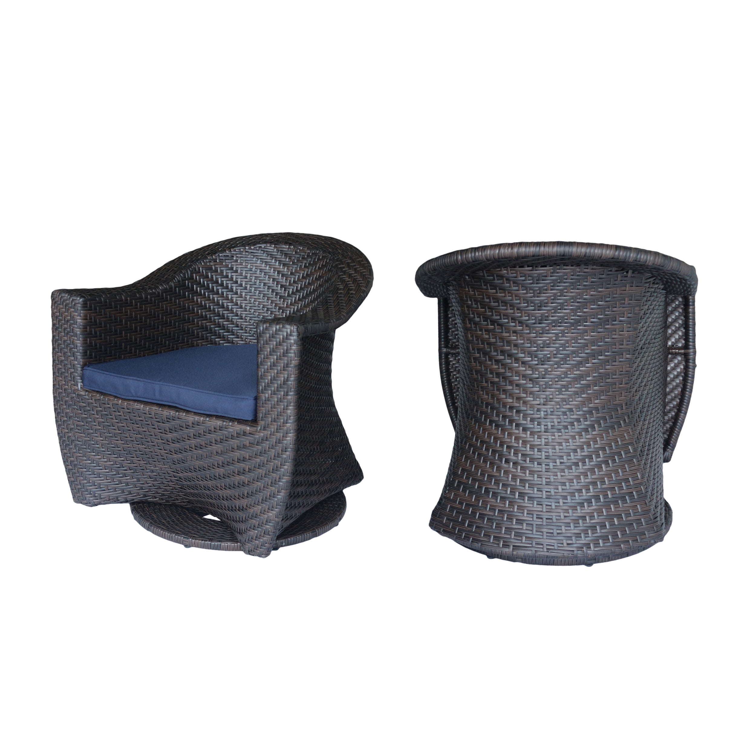 GDF Studio Ellyanna Outdoor Wicker Swivel Club Chairs with Cushion, Set