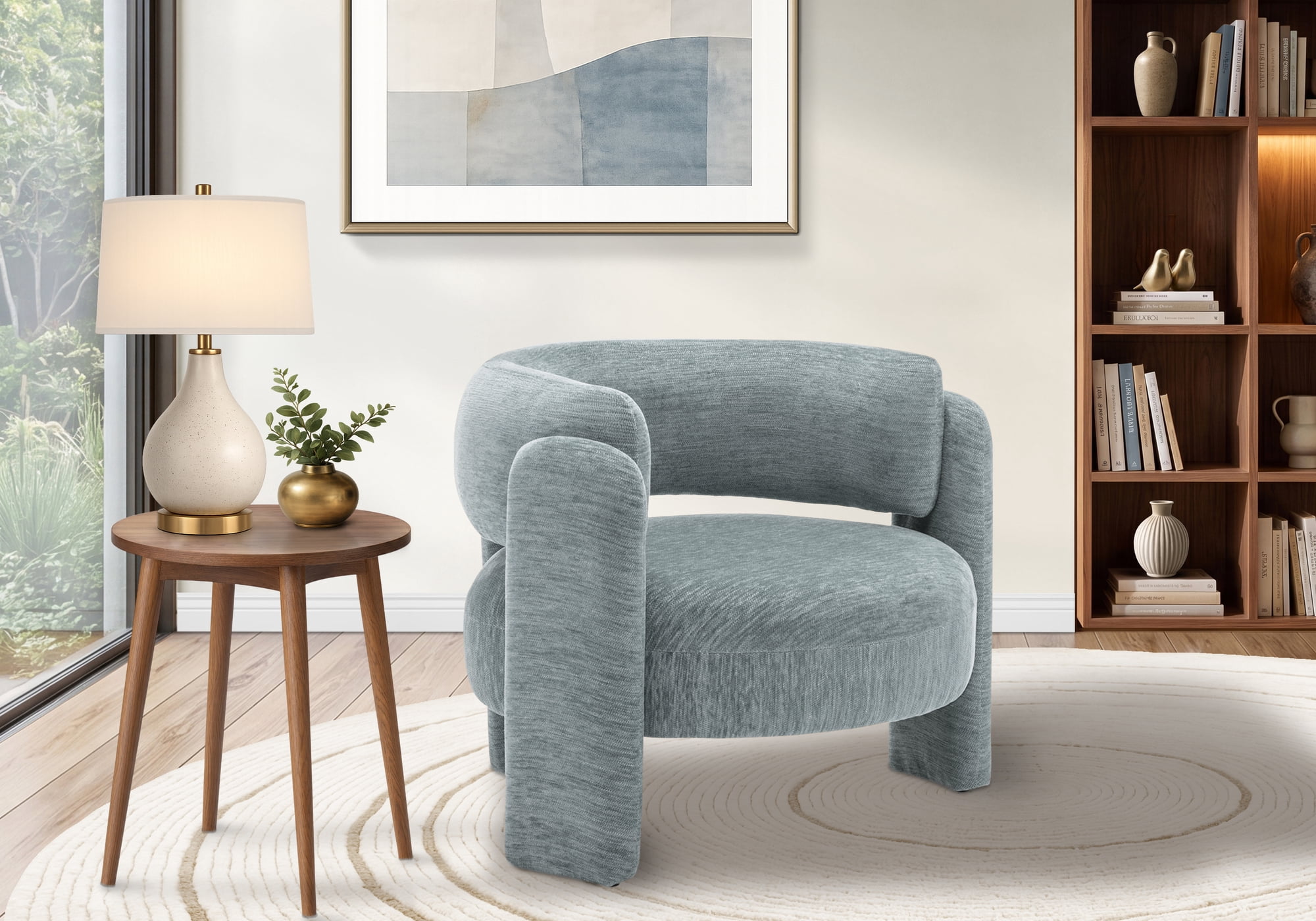 Monarch Specialties - I 8017 Accent Chair, 29"H, Upholstered, Living Room, Bedroom, Light Blue Fabric